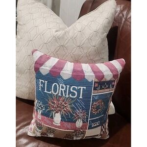 Charming Tapestry FLORIST Throw Pillow Red Main Street AMERICANA 12x12 Small